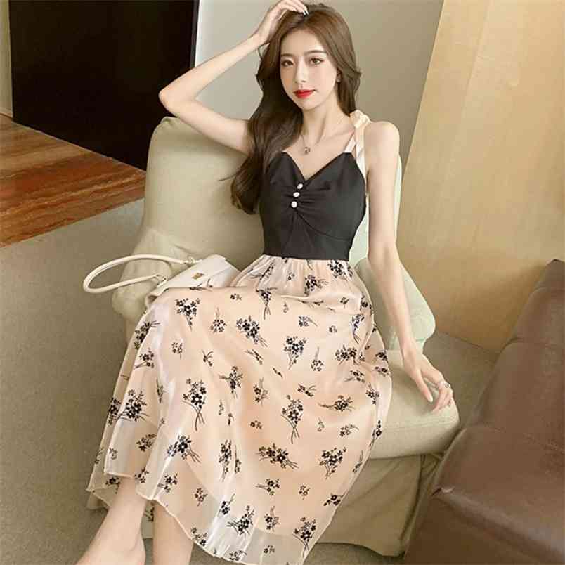 Spaghetti Strap Dress Women French Elegant Vintage Floral Embroidery Chiffon Summer Fashion Sweet Party 210519, Black
Spaghetti Strap Dress Women French Elegant Vintage Floral Embroidery Chiffon Summer Fashion Sweet Party 210519, Black