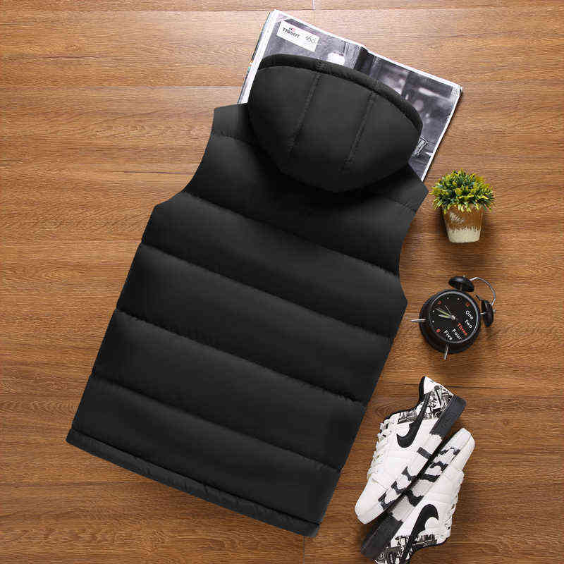 Men Jacket Vest Sleeveless Down Thick Hooded Coats Homme Male Work Waistcoat Gilet Warm s Winter vest 211111