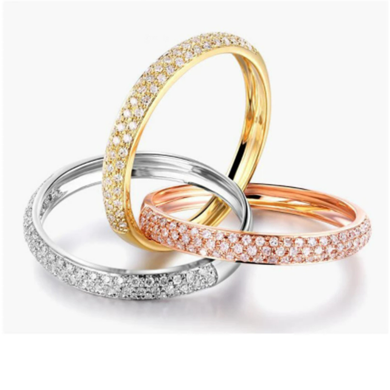 3 colors Micro pave Diamond cz Ring 925 sterling silver Engagement Wedding band Rings for Women men Gemstones Party Jewelry Gift