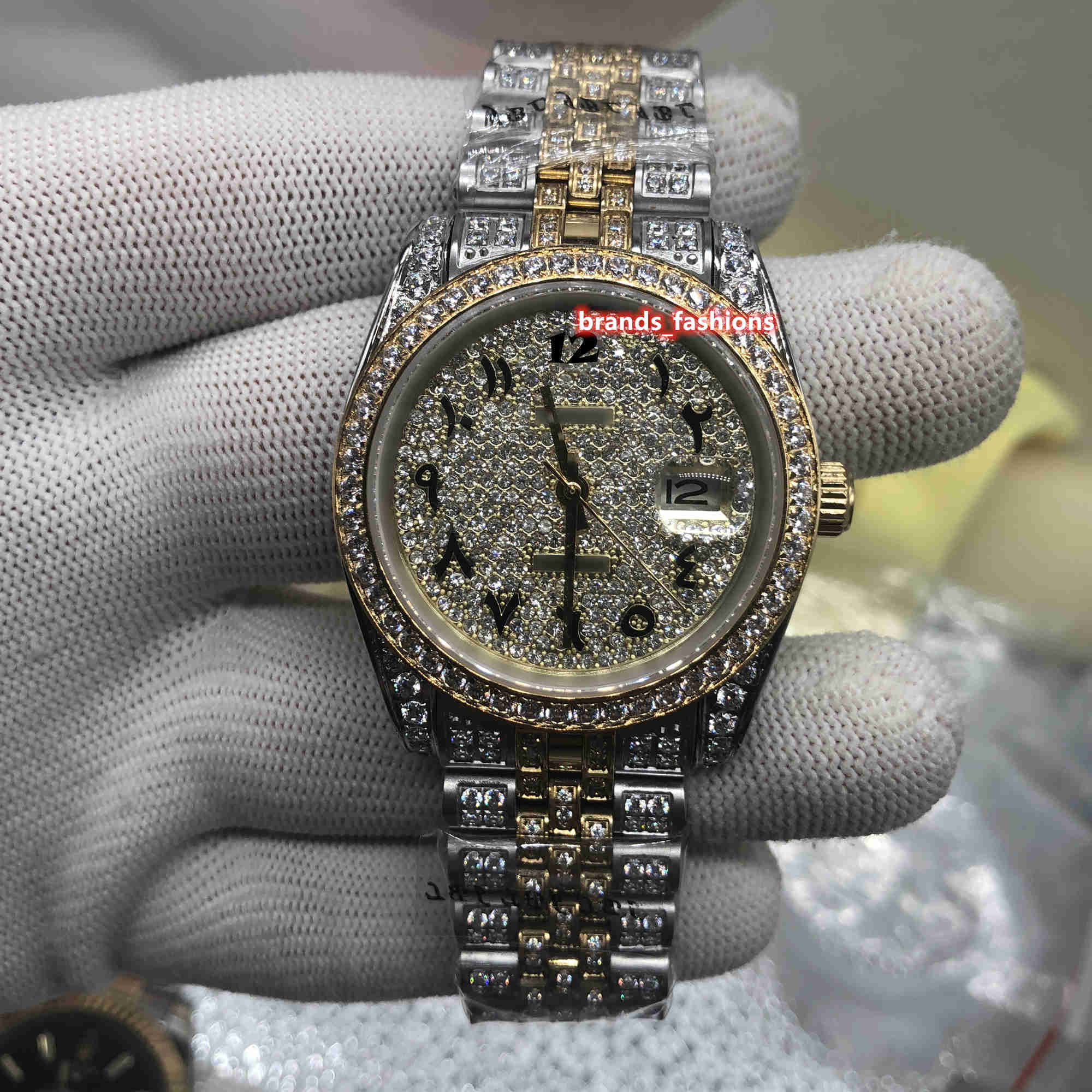 New Men's Fashion Watches Arabic Digital Scale Watch Gold Diamond Face Watch Full Diamond Strap Watch Automatic Mechanical W, Slivery;brown
New Men's Fashion Watches Arabic Digital Scale Watch Gold Diamond Face Watch Full Diamond Strap Watch Automatic Mechanical W, Slivery;brown