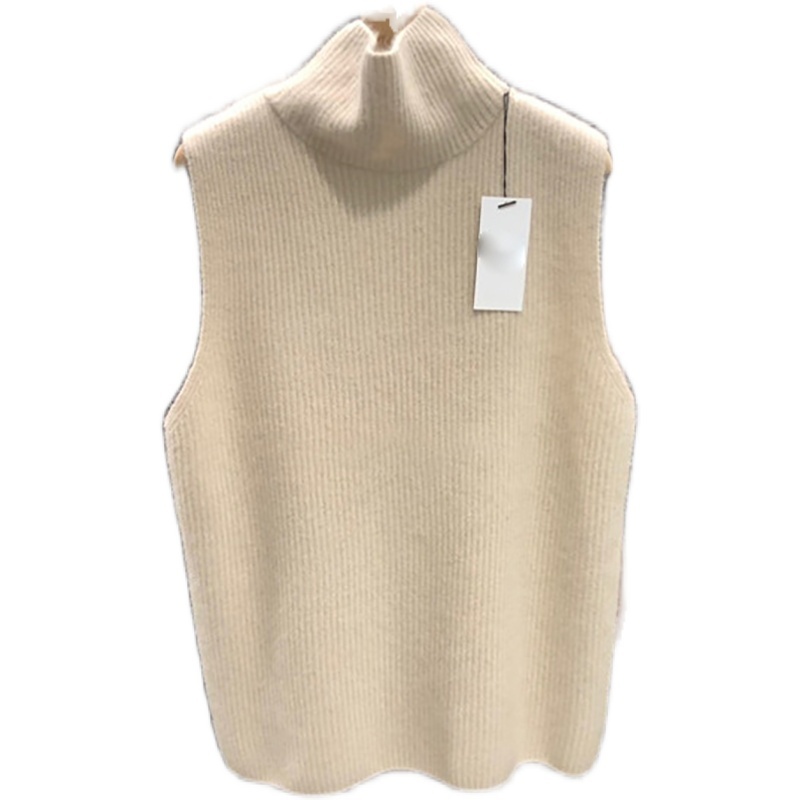 Nomikuma Elegant Turtleneck Pullover Sleeveless Sweater Causal New Knitted Tops Fashion Solid Korea Women Jumper 6D979 210427