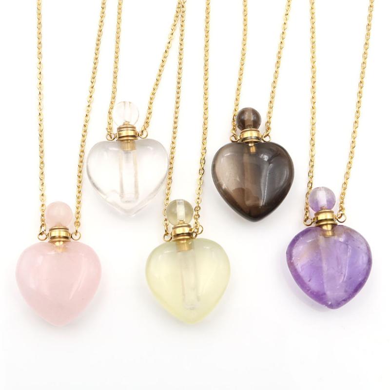 Pendant Necklaces XSM Heart Shape Scent-bottle Natural Stone Amethysts Quartzs Essential Oil Perfume Bottle Diffuser Jewelry
Pendant Necklaces XSM Heart Shape Scent-bottle Natural Stone Amethysts Quartzs Essential Oil Perfume Bottle Diffuser Jewelry