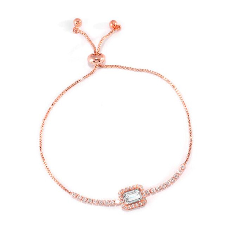Choucong Brand Simple Fashion Jewelry Ins Wedding Bracelets 18K Rose Gold Fill White Princess Cut 5A Cubic Zircon Adjustable Women Bangle For Lover Gi
