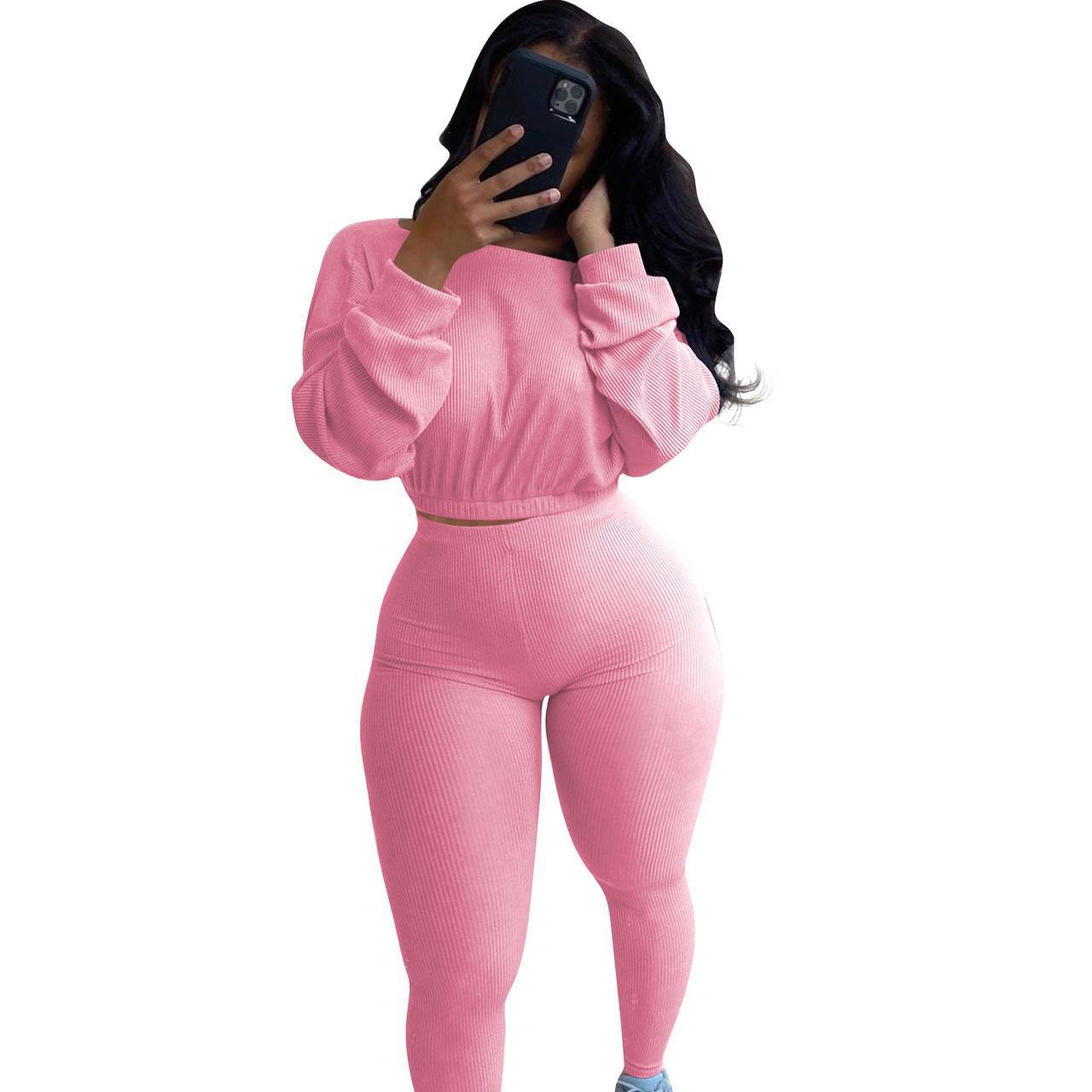 Tracksuits Sexy Lady 2 PCS Outfits Tracksuit Rib Long Sleeve Tops Leggings Pants Fall Women Clothing Two Piece Set Size 5XL, 14
Tracksuits Sexy Lady 2 PCS Outfits Tracksuit Rib Long Sleeve Tops Leggings Pants Fall Women Clothing Two Piece Set Size 5XL, 14
