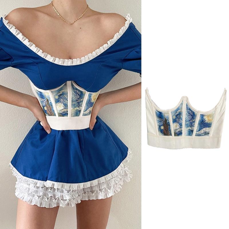 Belts Women Sexy Underbust Bustiers Corset Vintage Art Oil Painting Starry Night Print Waist Shaper Girdle Cincher Elastic Slim B36D, White
Belts Women Sexy Underbust Bustiers Corset Vintage Art Oil Painting Starry Night Print Waist Shaper Girdle Cincher Elastic Slim B36D, White