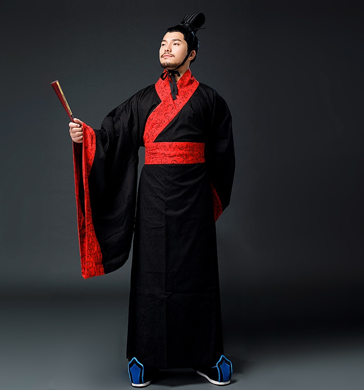 Traditional ethnic clothing hanfu male robe Chinese ancient costumes TV Film performance stage wear Minister's apparel during the Three Kingdoms 