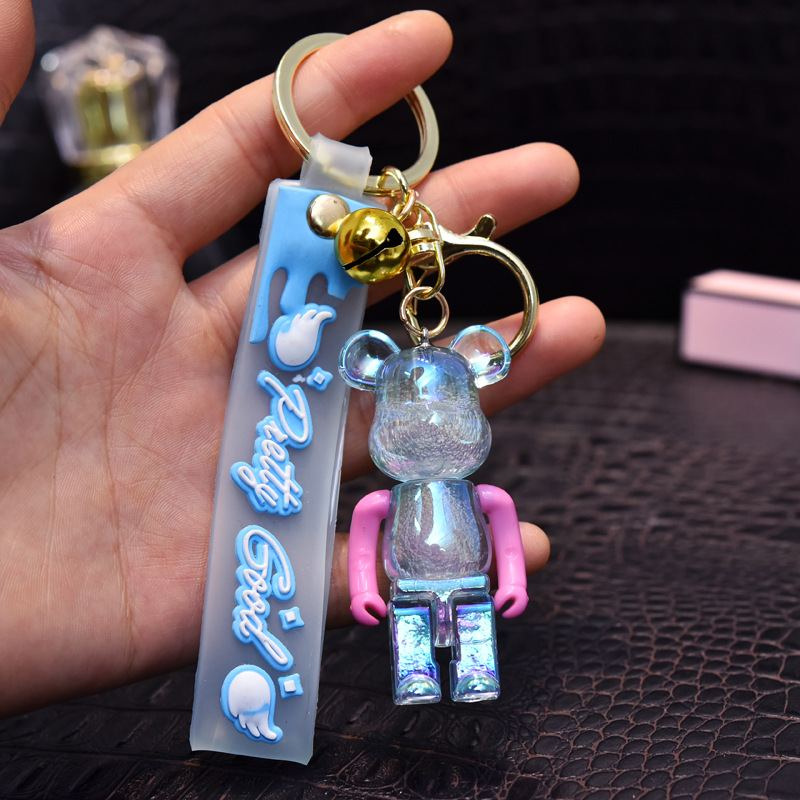 Cartoon Cute Violent Bear Keychain Colorful Acrylic Charm Luggage Pendant Men And Women Car Key Chain Rng Jewelry Wholesale