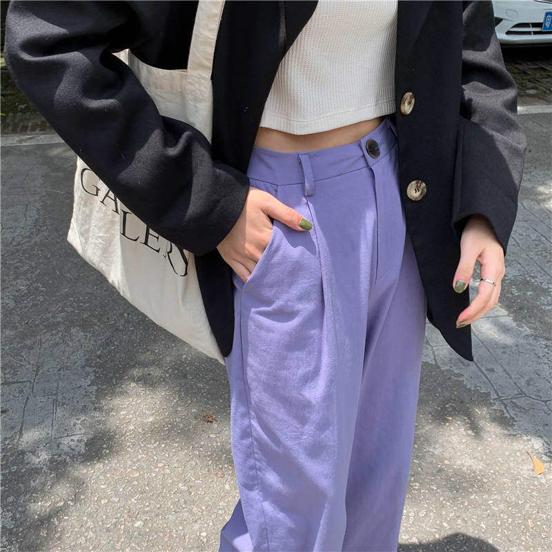 Wonder elegant long loose pants vintage high waist wide leg female casual street bottoms 210510