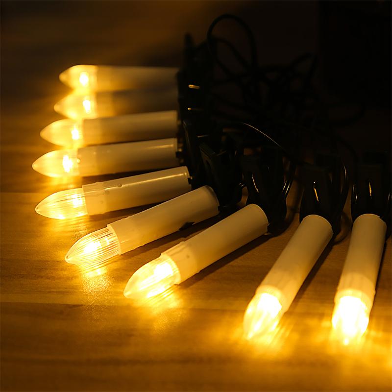 Strings 20LED Christmas Tree Lights Decoration USB Cone Candle String Warm White Family Dinner Holiday Party