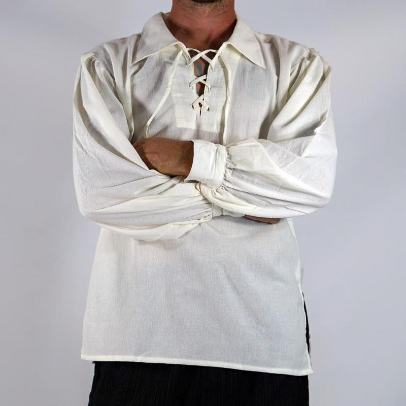 Men' Casual Shirts Men Medieval & Renaissance Viking Pirate Costume Top Tunic Tudor Lacing Up Stand Collar Bandage Black White Highlander
Men' Casual Shirts Men Medieval & Renaissance Viking Pirate Costume Top Tunic Tudor Lacing Up Stand Collar Bandage Black White Highlander
