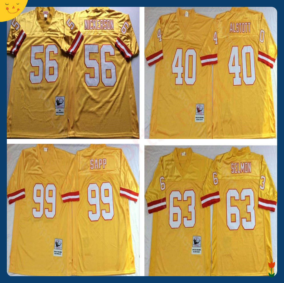 NCAA Football 56 Hardy Nickerson Jersey 63 Lee Roy Selmon 99 Warren Sapp 40 Mike Alstott Color Yellow Men Vintage Stitch Good, As shown in illustration
NCAA Football 56 Hardy Nickerson Jersey 63 Lee Roy Selmon 99 Warren Sapp 40 Mike Alstott Color Yellow Men Vintage Stitch Good, As shown in illustration