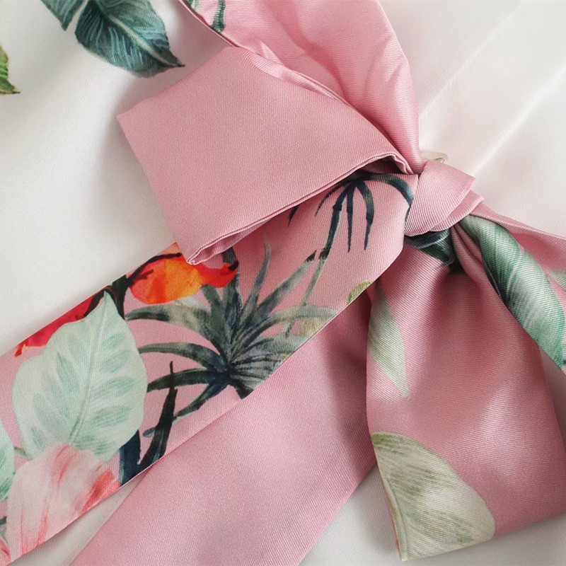 Casual Women Turn-down Collar Bow Lace Dress Spring-autumn Fashion Ladies Chinese Style Female Printed 210515