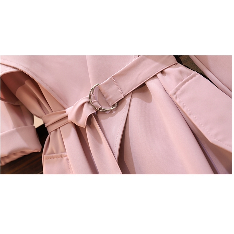 Trench Autumn Women's Windbreaker Coat Slim Solid Color Turn-down Collar Belt Long Sleeve Casual Ladies 210514