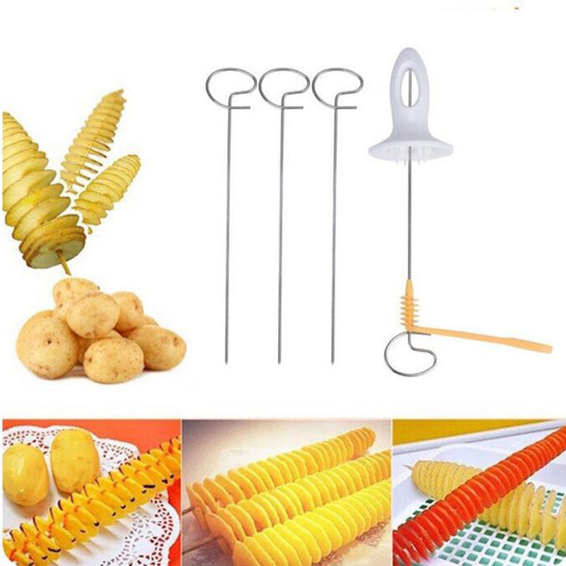 Potato Spiral Cutter Slicer Stainless Steel Plastic Fried Potatoes Kitchen Accessories Carrots Cucumber Rotate Shredder