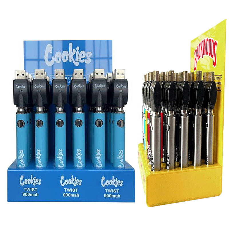 Cookies Backwoods Twist Preheat Battery 900mAh Bottom Voltage Adjustable USb Charger Vape Pen with Display Box For 510 thread cartridges Bat
Cookies Backwoods Twist Preheat Battery 900mAh Bottom Voltage Adjustable USb Charger Vape Pen with Display Box For 510 thread cartridges Bat
