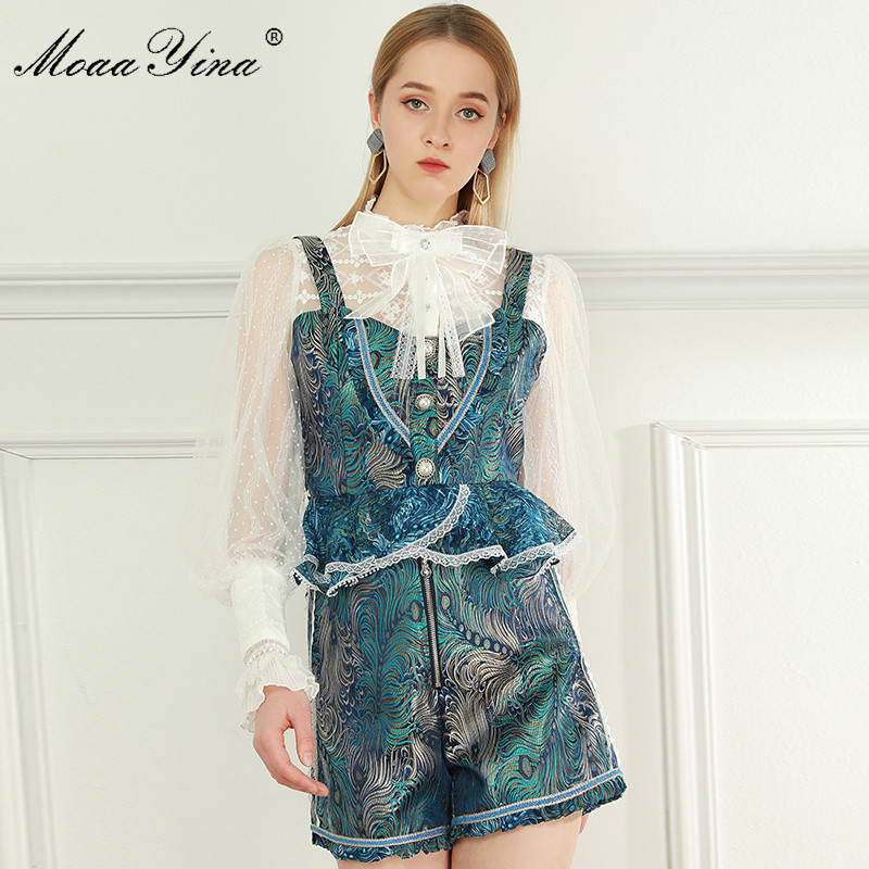 Fashion Set Spring Summer Women' Lantern Sleeve Ruffles Lace Print Tops+Shorts Two-piece set 210524, Malachite blue
Fashion Set Spring Summer Women' Lantern Sleeve Ruffles Lace Print Tops+Shorts Two-piece set 210524, Malachite blue