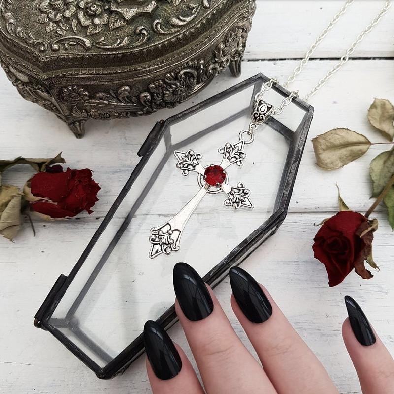 Pendant Necklaces Goth Large Detailed Cross Drill Jewel Necklace Silver Colour Gothic Vampire Punk Jewellery Gorgeous Statement Women Gift
Pendant Necklaces Goth Large Detailed Cross Drill Jewel Necklace Silver Colour Gothic Vampire Punk Jewellery Gorgeous Statement Women Gift