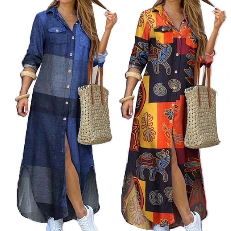 Casual Dresses Women Shirt Dress Fashion Single-breasted Long Sleeve Printed Loose Maxi For Office Party Vestidos, Red
Casual Dresses Women Shirt Dress Fashion Single-breasted Long Sleeve Printed Loose Maxi For Office Party Vestidos, Red