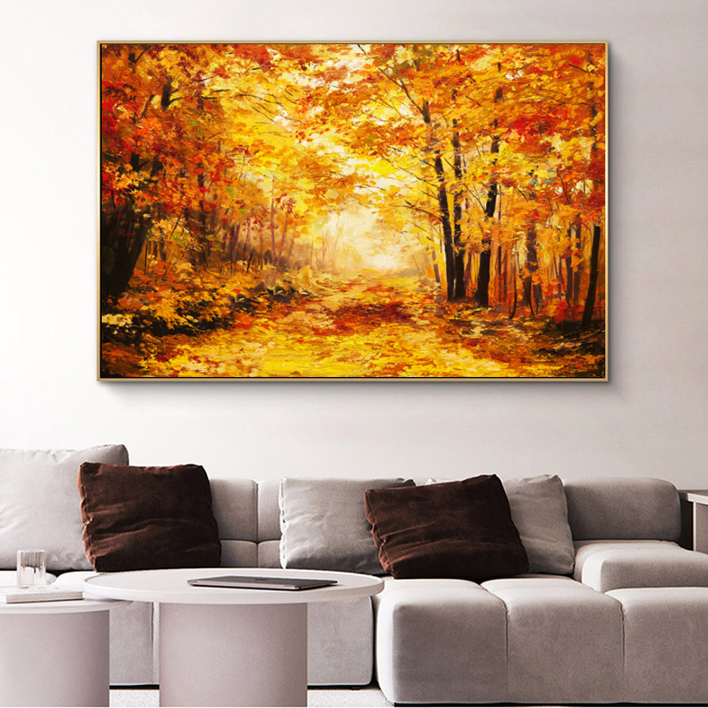 Modern Oil Painting Print Wall Art Landscape Poster Autumn Tree Picture Canvas Painting For Living Room Home Decor No Frame