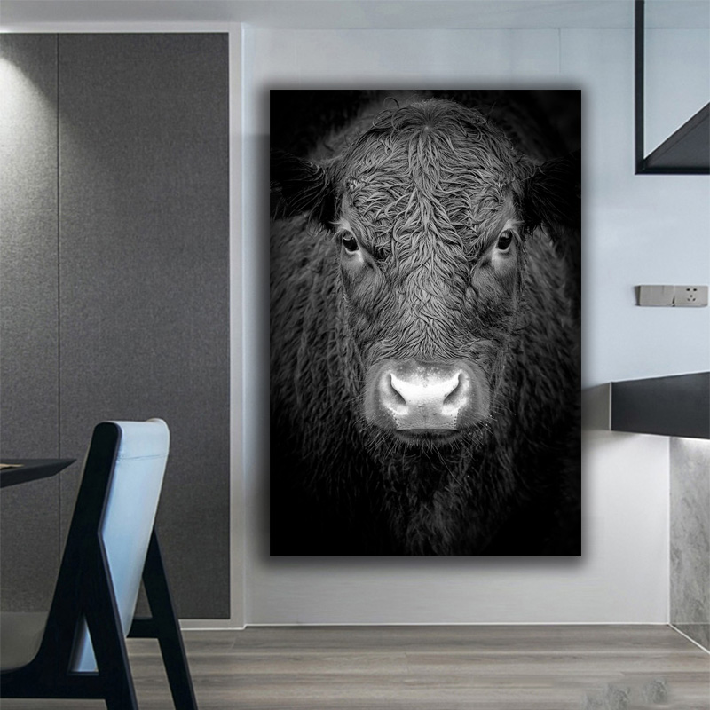Animals Wall Art Black White Horse Cow Dogs Posters And Prints On Canvas Painting For Living Room Home Decor Cudros No Frame