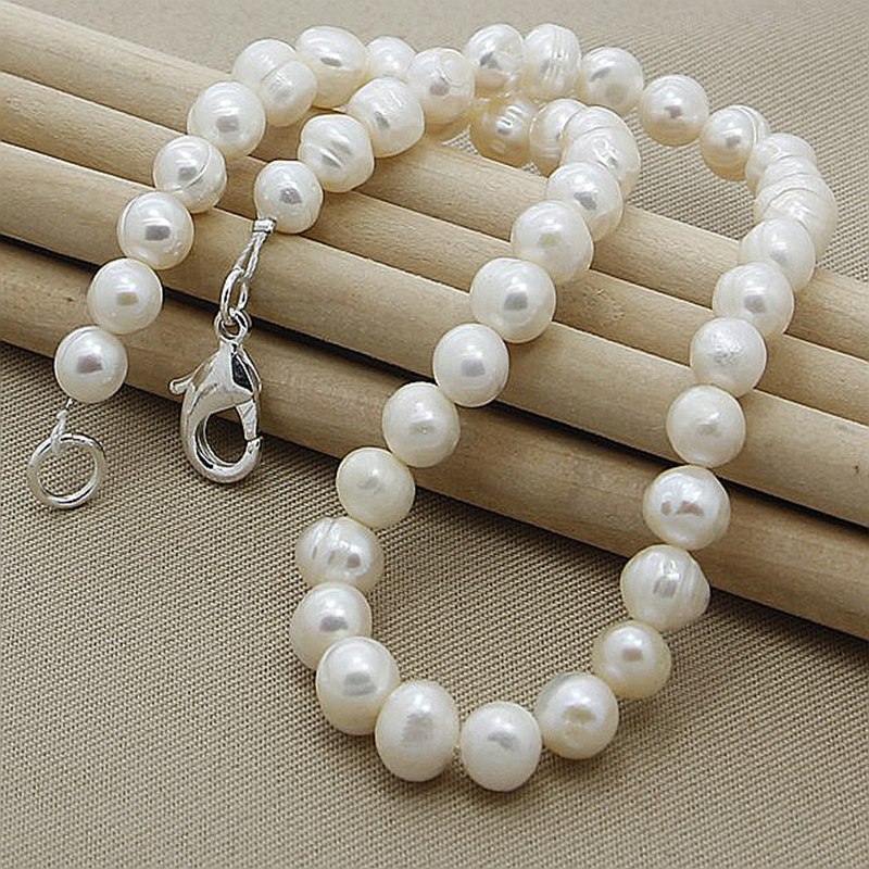 Natural Pearl Necklaces White plated Silver Chain Woman Engagement Wedding Jewelry 748 Z2
Natural Pearl Necklaces White plated Silver Chain Woman Engagement Wedding Jewelry 748 Z2