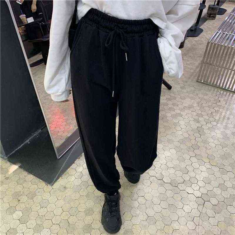 HOUZHOU Women's Sports Pants Oversize Gray Joggers Sweatpant Loose Track Black Jogging Trousers For Female Fashion 211124Z