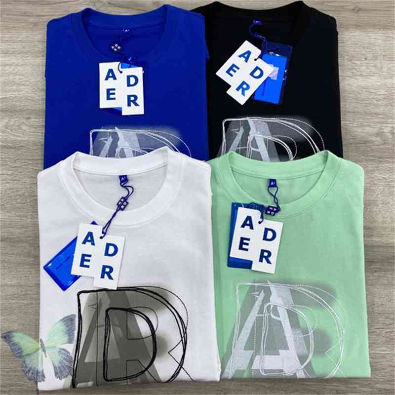 Ader T-shirt Men Women 3D Sketch Overlapping Letters Error T Shirt Top Quality with Original Tag Bag 210629