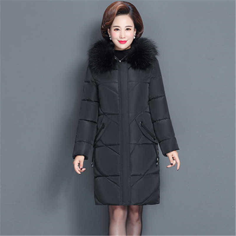 Women's winter jacket fur collar female slim cotton-padded long outerwear coat parka Large size 6XL 211013