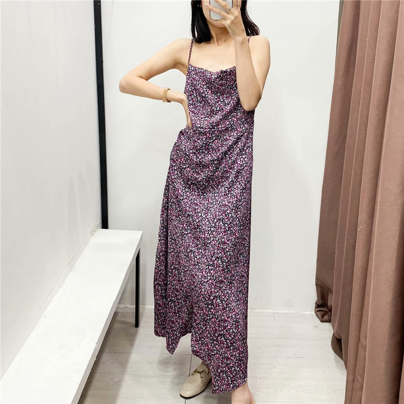 Sexy Women Floral Print Dress Fashion Ladies Asymmetric Strap Dresses Elegant Female Chic Button Side Slit Vestidos 210430