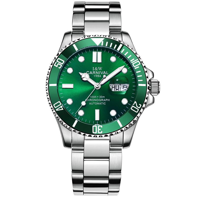 Carnival Men Automatic Watch Date Day 25jewels Rotated Case Back Light Luxury Mechanical Gift Wristwatches