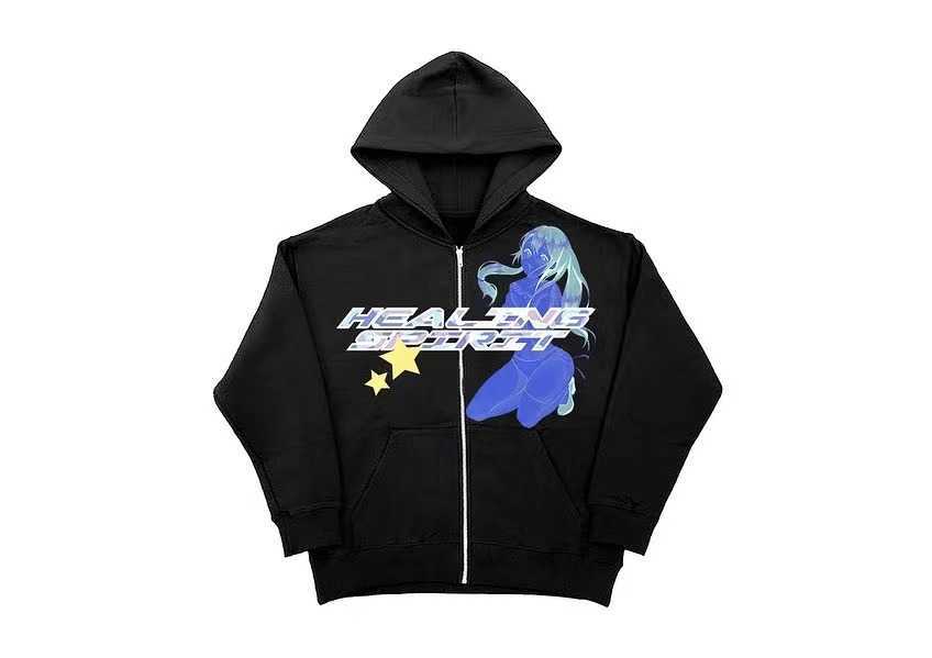 Healingspirit analgesic spirit two dimensional style printed Pullover long sleeve hooded cardigan couple sweater, Black
Healingspirit analgesic spirit two dimensional style printed Pullover long sleeve hooded cardigan couple sweater, Black