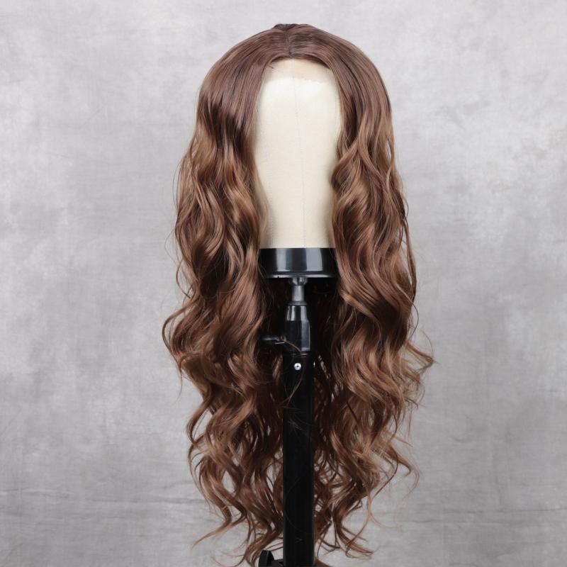 Synthetic Wigs Long Wavy For Black Women Natural Part Division Pink/Red Glueless Cosplay Heat Resistant Daily Wig