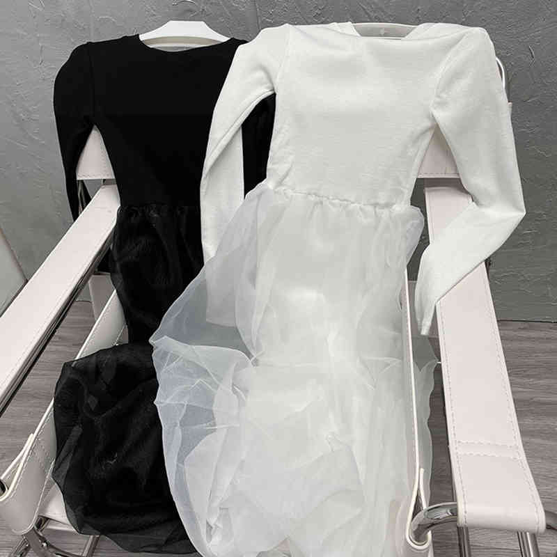 Casual Ball Gown Dress For Women O Neck Long Sleeve High Waist Slim Dresses Female Fashion Clothing Spring 210520