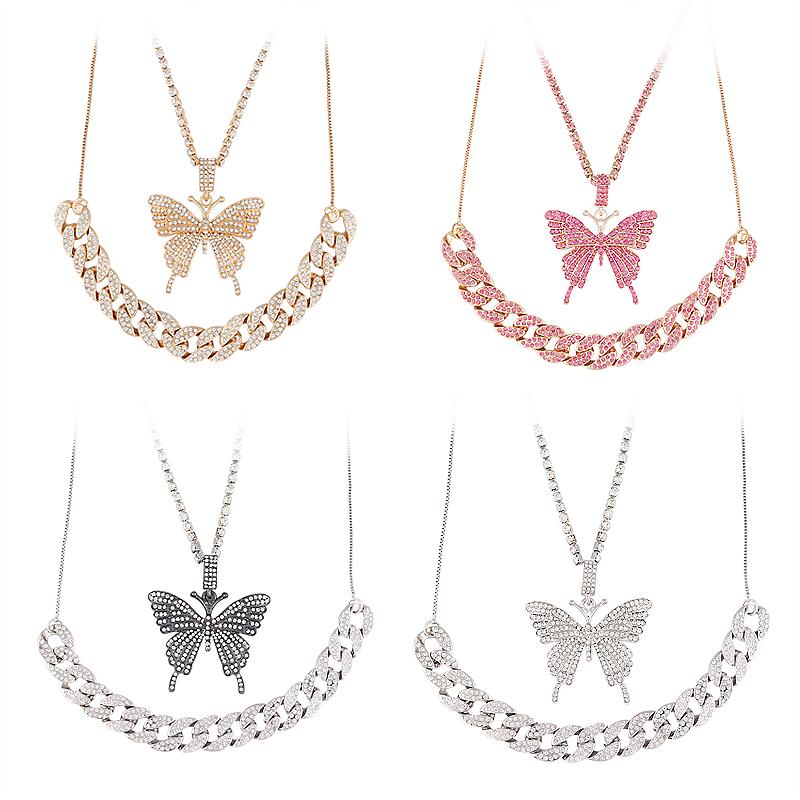 Chains Fashion Summer Cuba Old Necklace Double Butterfly Bling Woman Wedding Get Together Jewelry, Silver
Chains Fashion Summer Cuba Old Necklace Double Butterfly Bling Woman Wedding Get Together Jewelry, Silver