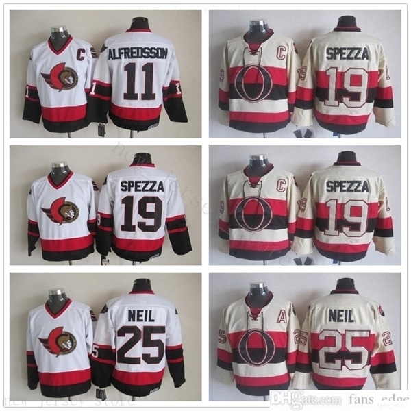 Vintage CCM Ottawa Senators 25 Chris Neil Jersey Ice Hockey 11 Daniel Alfredsson 19 Jason Spezza Embroidery C Patch Retro Beige White Jersey, Black;red
Vintage CCM Ottawa Senators 25 Chris Neil Jersey Ice Hockey 11 Daniel Alfredsson 19 Jason Spezza Embroidery C Patch Retro Beige White Jersey, Black;red