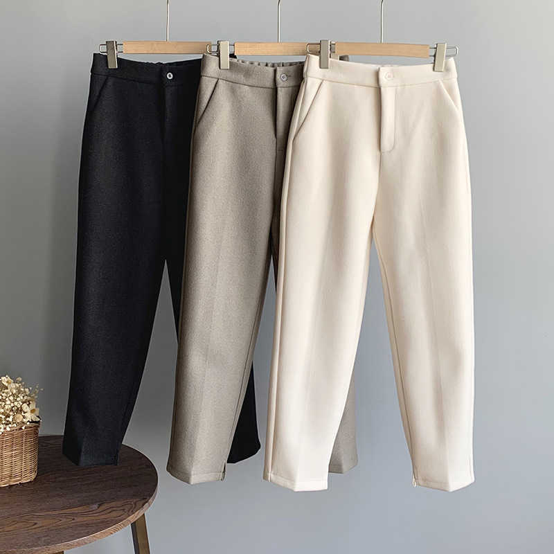 Solid Color Pants Women' Ankle-Length Winter High Waist Korean Woolen Straight Casual 0802 210607, Black
Solid Color Pants Women' Ankle-Length Winter High Waist Korean Woolen Straight Casual 0802 210607, Black