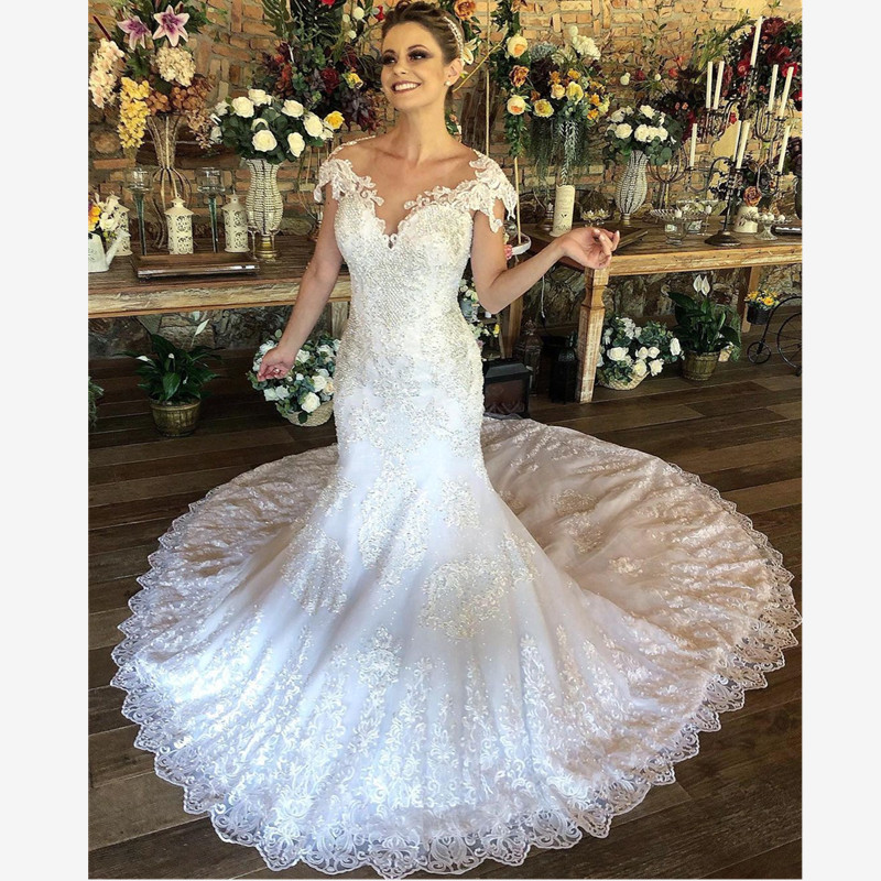 Ball Gown Wedding Dresses Sweetheart Corset Floor Length Princess Bridal Gowns Beaded Lace Pearls Custom Made WD0006
