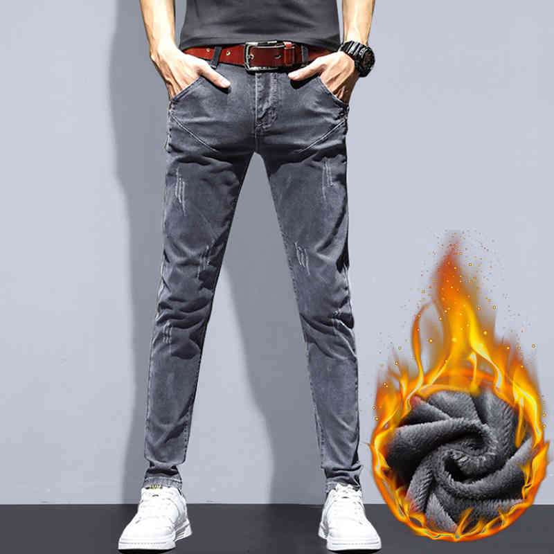 2021 autumn and winter smoke grey jeans men's plush thickened korean slim fit small foot elastic versatile casual, Blue
2021 autumn and winter smoke grey jeans men's plush thickened korean slim fit small foot elastic versatile casual, Blue