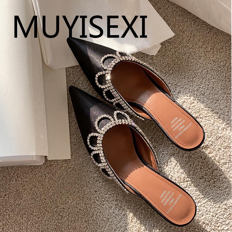 Slippers Mules Women Shoes Sexy Pointed Toe 4cm Low Heel Spring Summer Slipper Fashion With Rhinestone Apricot Black FR06 MUYISEXI
Slippers Mules Women Shoes Sexy Pointed Toe 4cm Low Heel Spring Summer Slipper Fashion With Rhinestone Apricot Black FR06 MUYISEXI