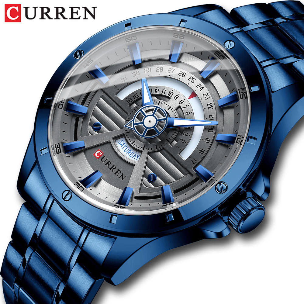 CURREN NEW Fashion Casual Quartz Stainless Steel Watches Date and Week Clock Male Creative Branded Wristwatch for Mensg, Blue watch
CURREN NEW Fashion Casual Quartz Stainless Steel Watches Date and Week Clock Male Creative Branded Wristwatch for Mensg, Blue watch