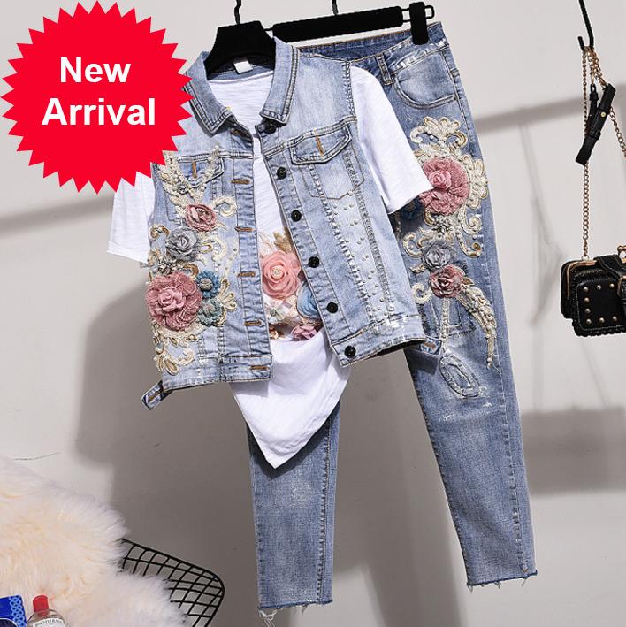 Women' Tracksuits Denim Jeans Pants Women Spring Autumn Studded Beaded Embroidered Vest Waistcoat Buy Separately
Women' Tracksuits Denim Jeans Pants Women Spring Autumn Studded Beaded Embroidered Vest Waistcoat Buy Separately