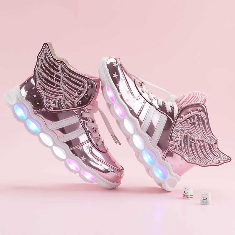 Luminous Sneakers Boy Girl Cartoon LED Light Up Shoes Glowing with Light Kids Shoes Children Led Sneakers Brand Kids Boots P0830