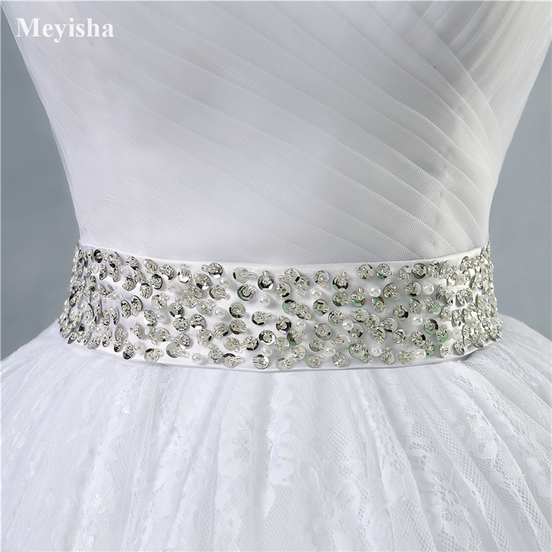 ZJ9023 2021 White/Ivory Pleat Beading Crystal Ball Wedding Dress Bride Gowns Stock US Size 2-26