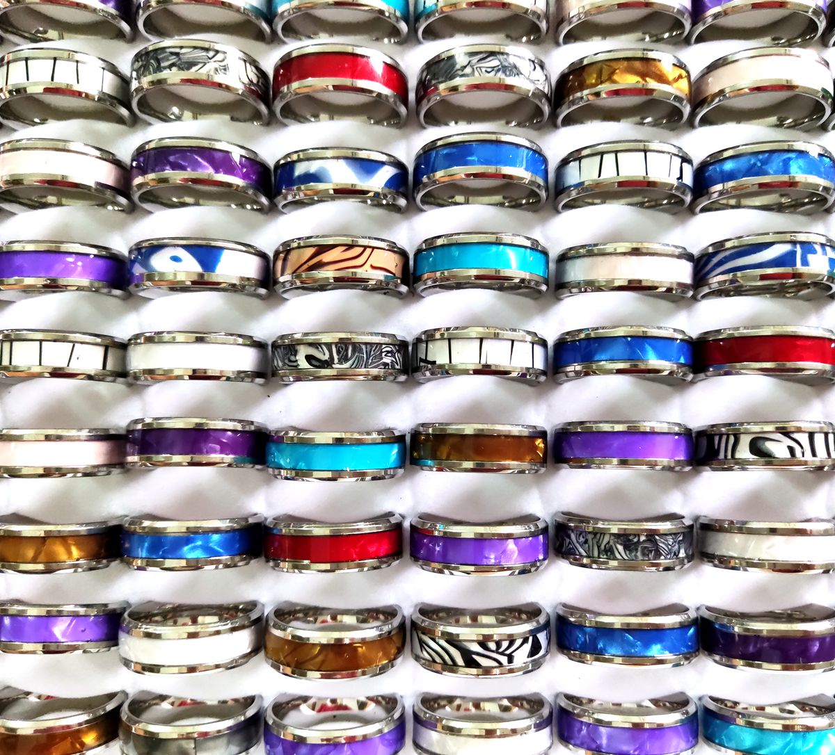 30pcs/lot Unique design Top Mixed Stainless Steel Shell Ring High Quality Comfort-fit Men Women Wedding Band Ring Hot Jewelry