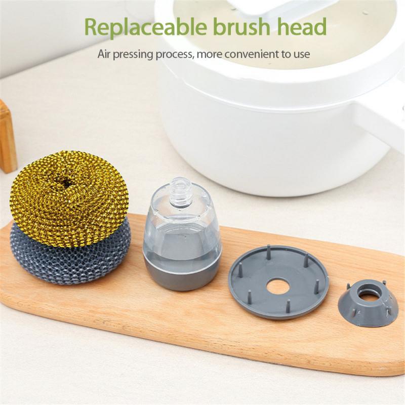 Kitchen Pressing Cleaning Brush Soap Dispensing Palm Brush Washing Liquid Dish Brush Soap Pot Utensils Cleaning Tools