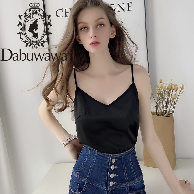 Dabuwawa Sexy Solid Women Elegant V-Neck Female Casual Cami Vest Strap Ladies Holiday Summer Tank Female Vests DT1BCM004 210520, White 
Dabuwawa Sexy Solid Women Elegant V-Neck Female Casual Cami Vest Strap Ladies Holiday Summer Tank Female Vests DT1BCM004 210520, White