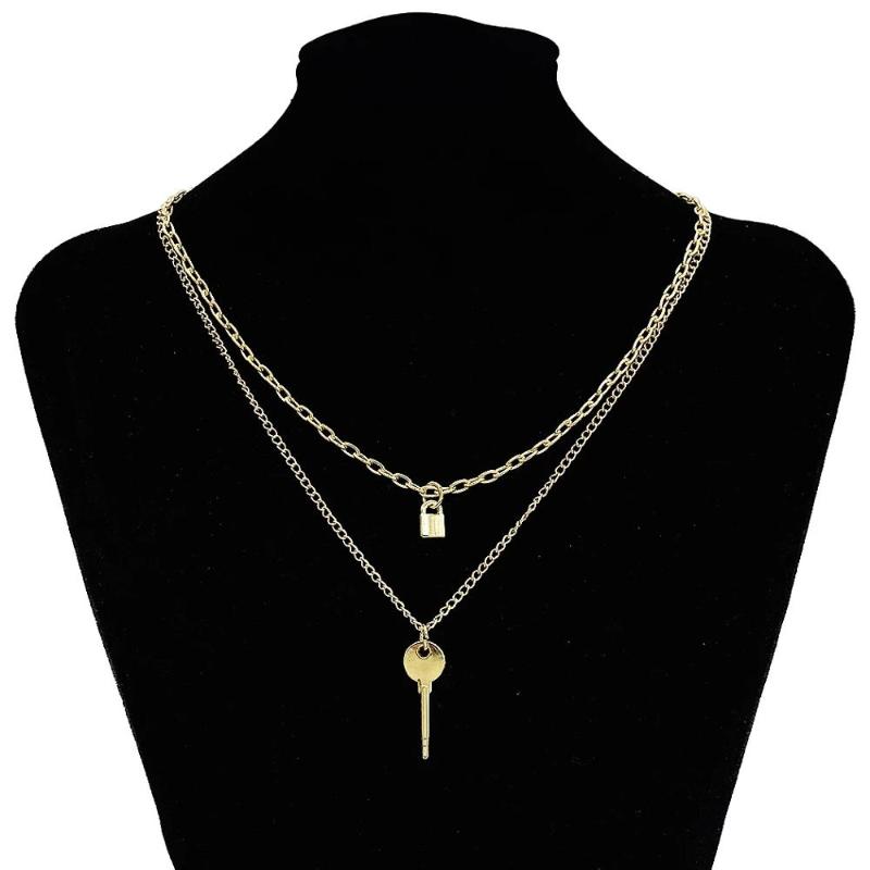 Pendant Necklaces Fashion Choker Lock Necklace Layered Chain On The Neck With Punk Jewelry Mujer Key For Women Birthday Gift
Pendant Necklaces Fashion Choker Lock Necklace Layered Chain On The Neck With Punk Jewelry Mujer Key For Women Birthday Gift