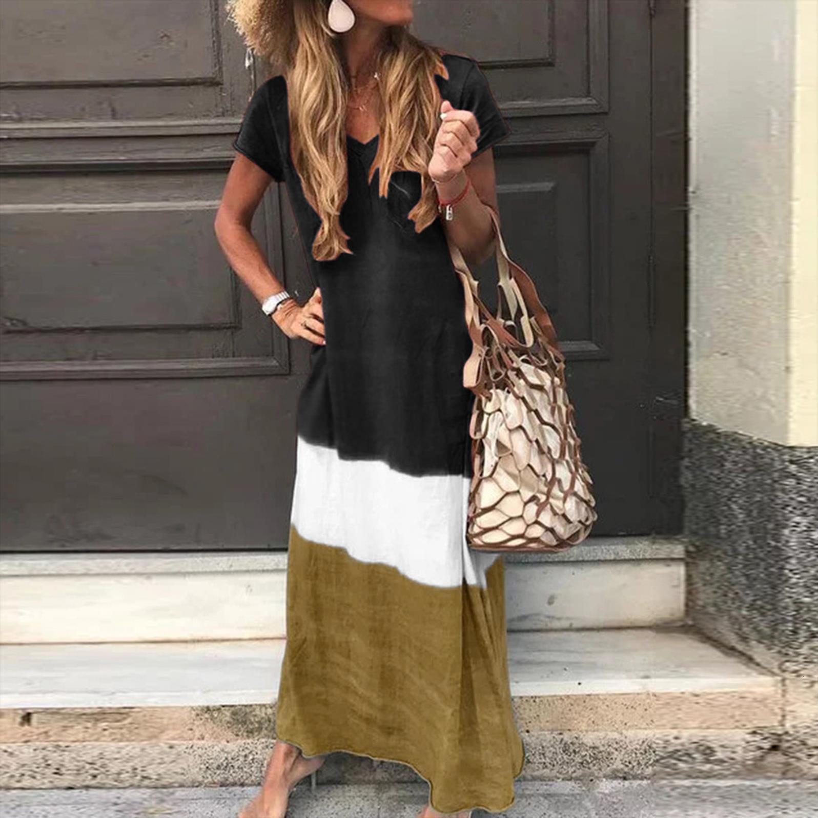 plus size daily tie womens dress dyed color block loose v neck short sleeve vestido de mujer summer, Black;gray
plus size daily tie womens dress dyed color block loose v neck short sleeve vestido de mujer summer, Black;gray