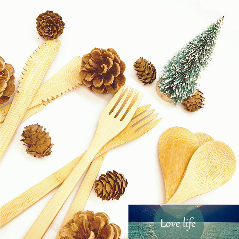 Reusable Organic Zero Waste 3-Piece BPA Free Bamboo Flatware Set Dishwasher-Safe Biodegradable Wood Cutlery Fork Spoon Knife Factory price expert desi