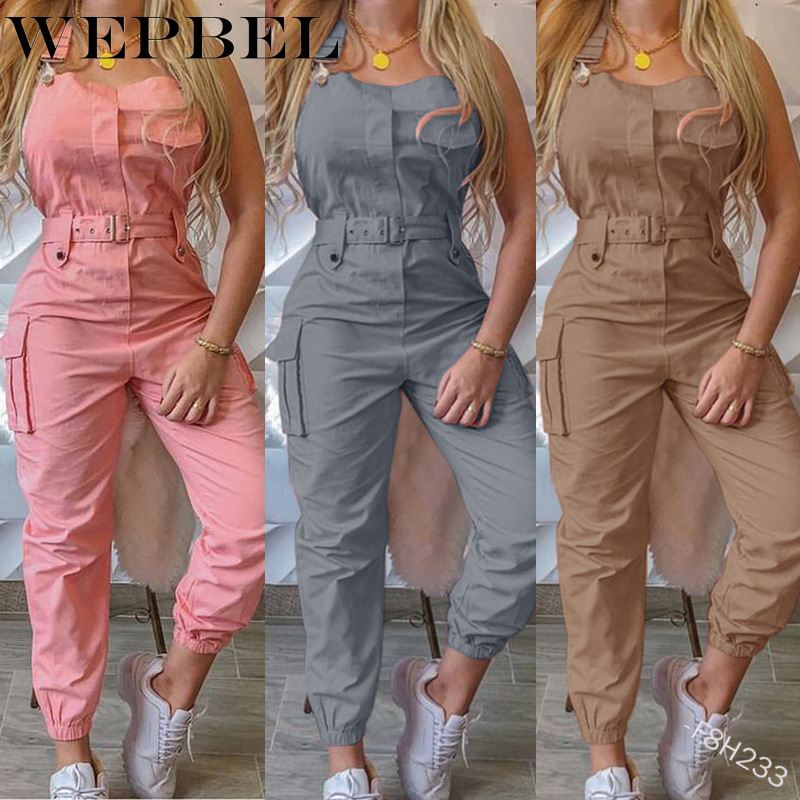 WEPBEL Women Casual Cargo Playsuit Sleeveless O Neck Jumpsuit With Pocket and Belt Elegant Pencil Pants Overalls, Pink
WEPBEL Women Casual Cargo Playsuit Sleeveless O Neck Jumpsuit With Pocket and Belt Elegant Pencil Pants Overalls, Pink